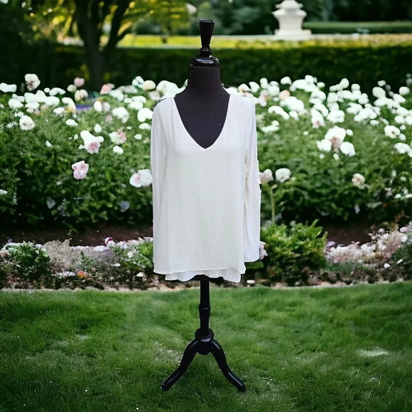 J.Jill Wherever Collection White Sheer Lined Tunic Top S Lagenlook Minimalist - Picture 1 of 8